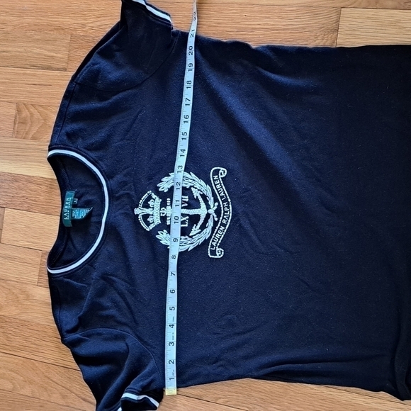 Lauren Ralph Lauren Women's Black and White Crest Short Sleeve T-shirt Cotton L - Picture 9 of 11